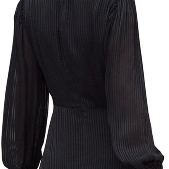 kate spade Black Midi Dress, pleated Georgette, keyhole, cuffs - Picture 3 of 3